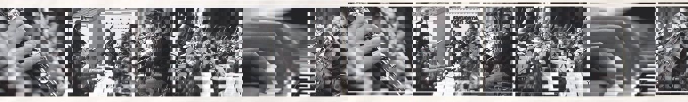 Collage av bilder fra instrumenter og elever fra Musikk på Majorstuen skole